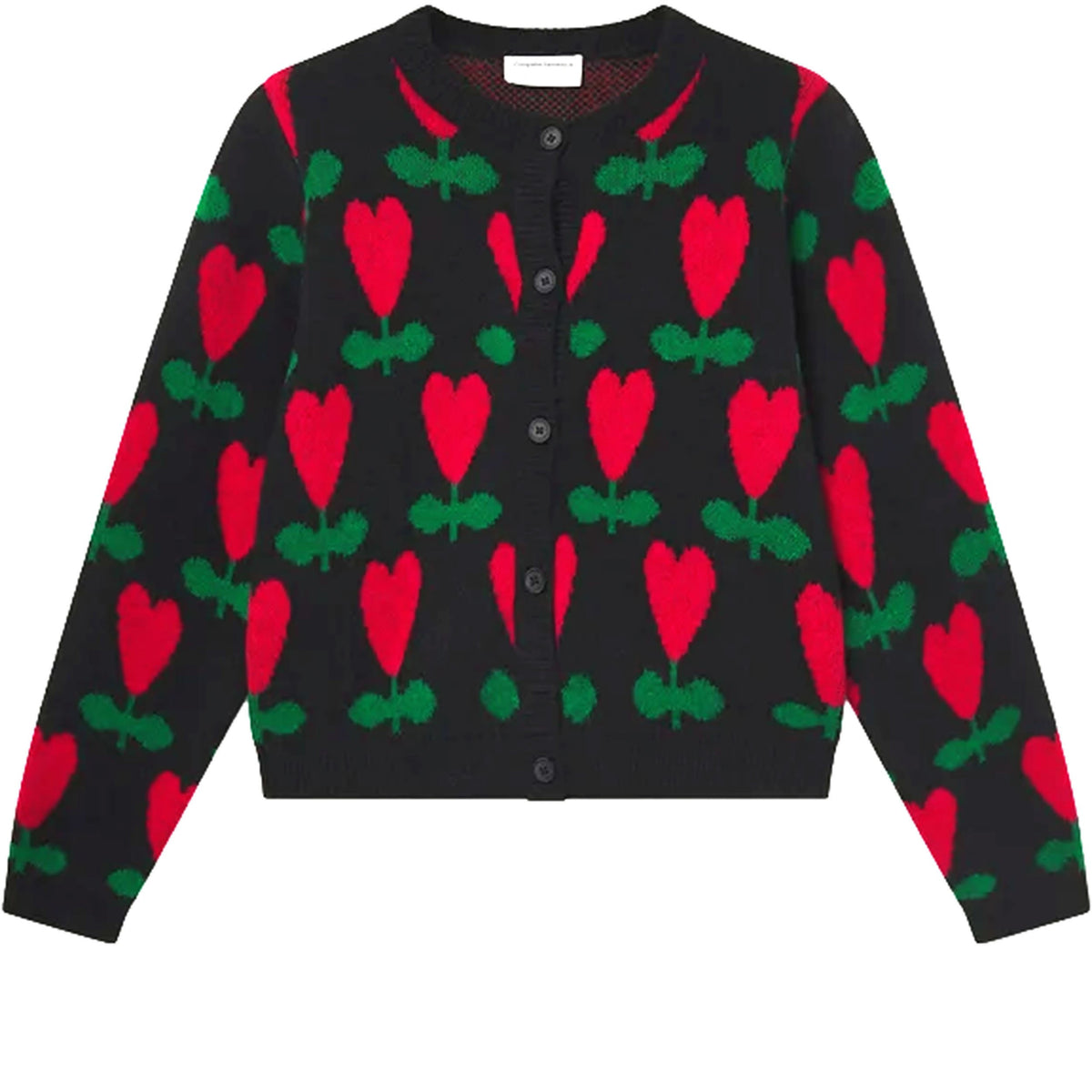 COMPAÑÍA FANTÁSTICA Cardigan nero con stampa ciclaminoCOMPAÑÍA FANTÁSTICA Cardigan nero con stampa ciclamino