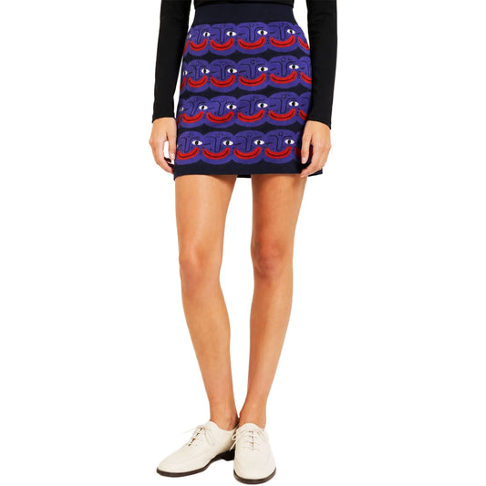 PEPALOVES Gonna Mini in Maglia Faces Multicolor