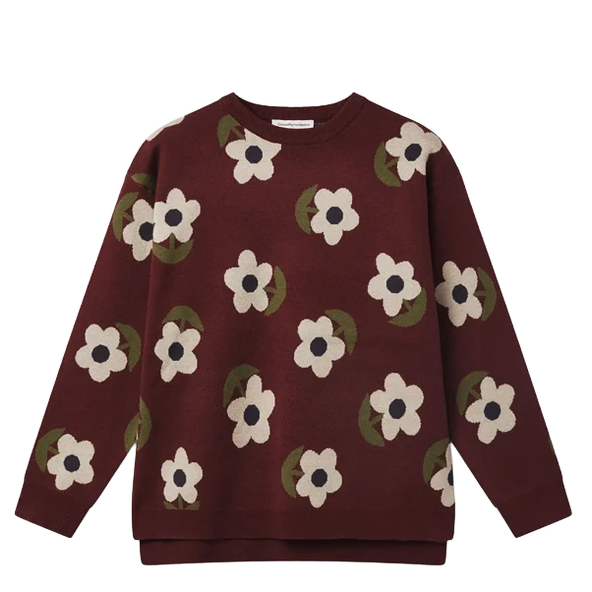 COMPAÑÍA FANTÁSTICA Maglione marrone con stampa floreale