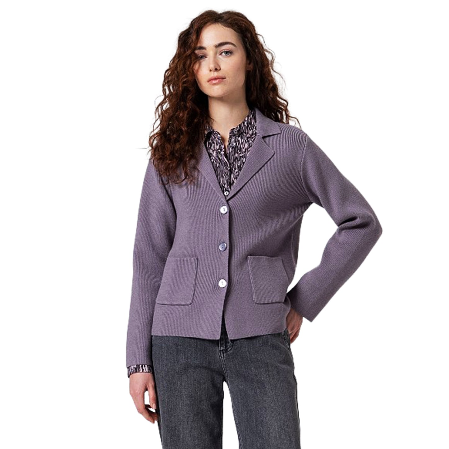 SURKANA - Giacca in maglia con collo a revers e tasche-SURKANA-VIALESCARPE