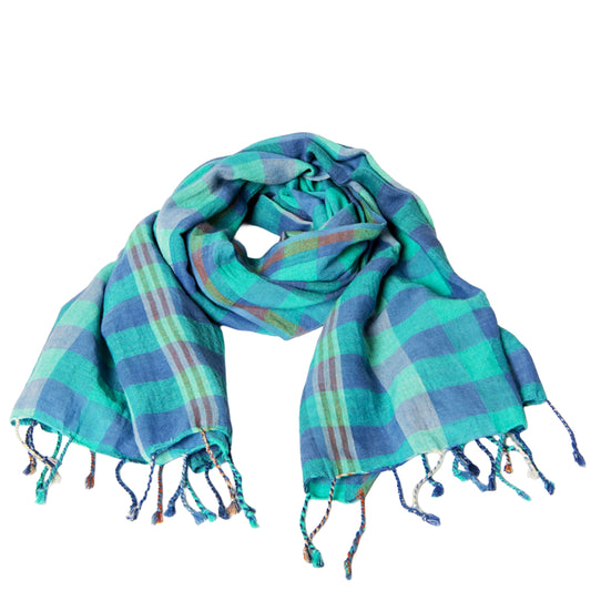 SURKANA Foulard rettangolare a quadri Blu