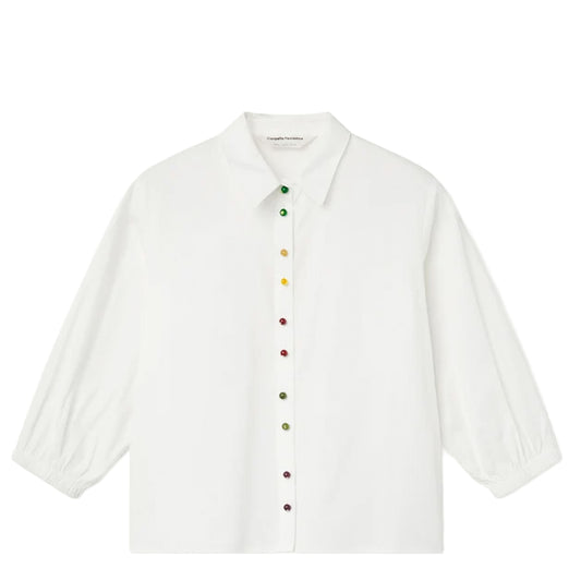 COMPAÑÍA FANTÁSTICA Camicia bianca con bottoni gioiello