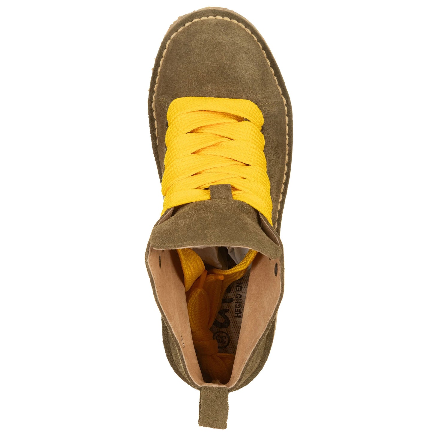 ATXA Boots Scamosciati Kaki con Lacci Gialli-ATXA-VIALESCARPE
