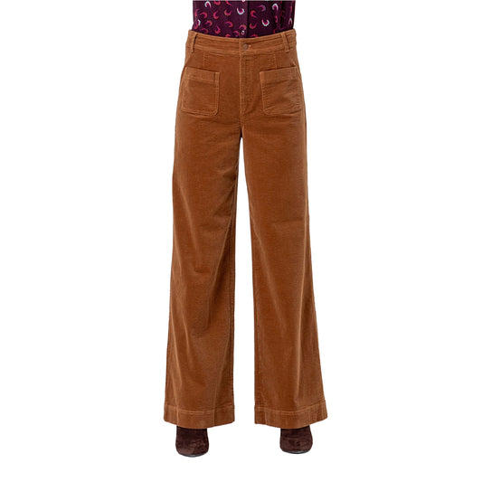 SURKANA Pantalone Wide Leg in Velluto Toffee-SURKANA-VIALESCARPE