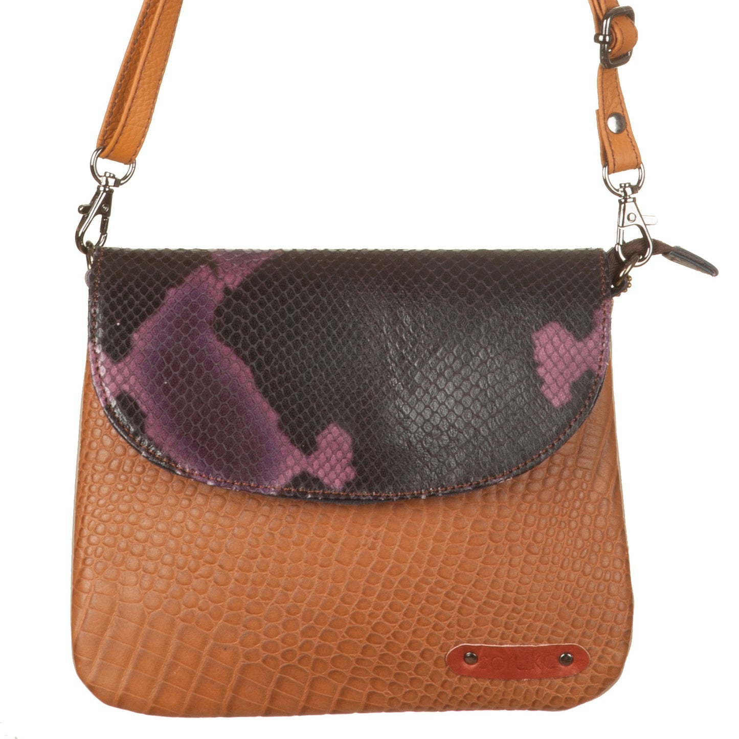 Borsa Scarlet cocco cuoio nero-viola