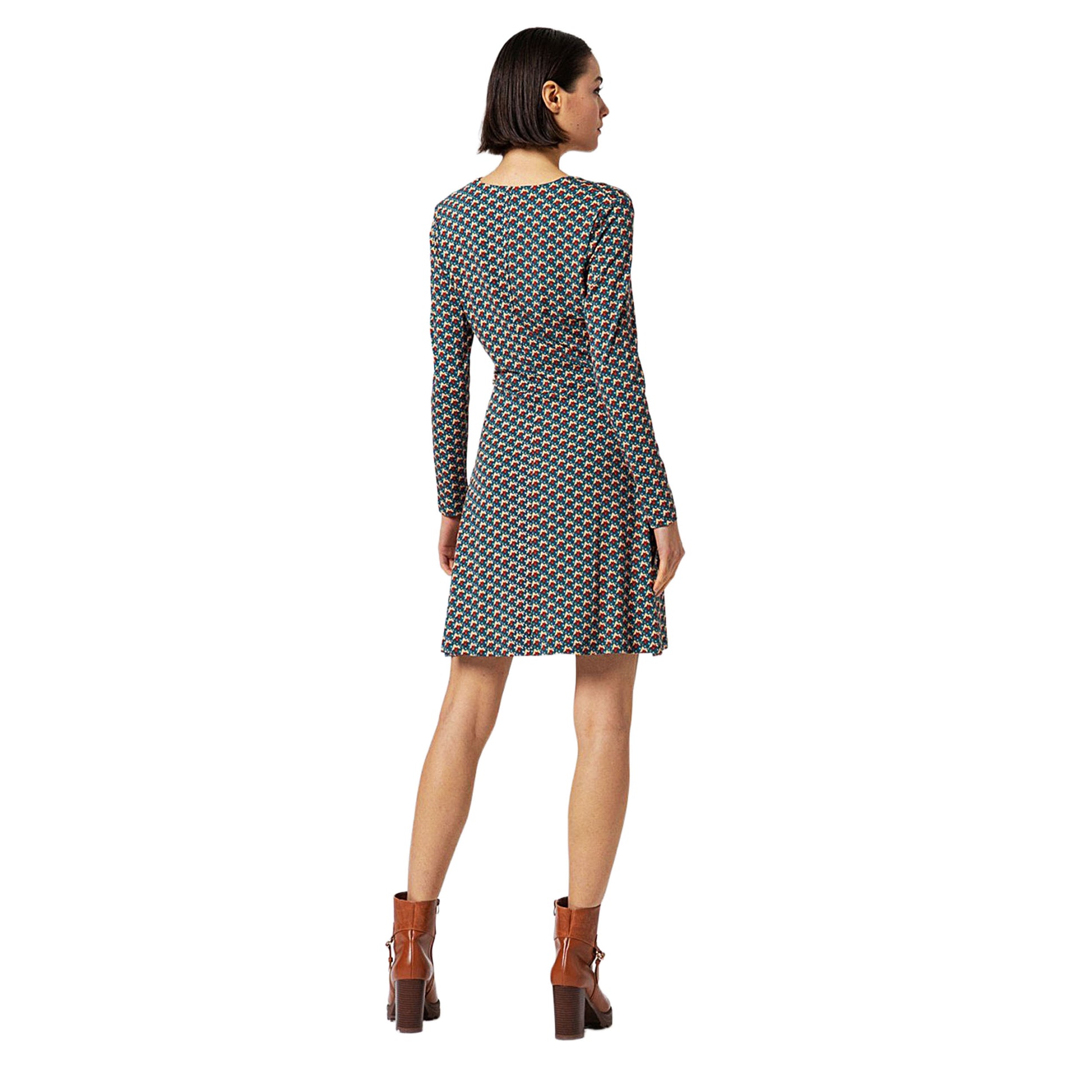 SURKANA - Abito corto elasticizzato a incrocio Petrolio-SURKANA-VIALESCARPE