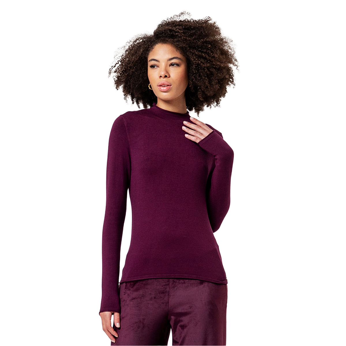 SURKANA Cardigan in Maglia con Collo Tondo Ciliegia
