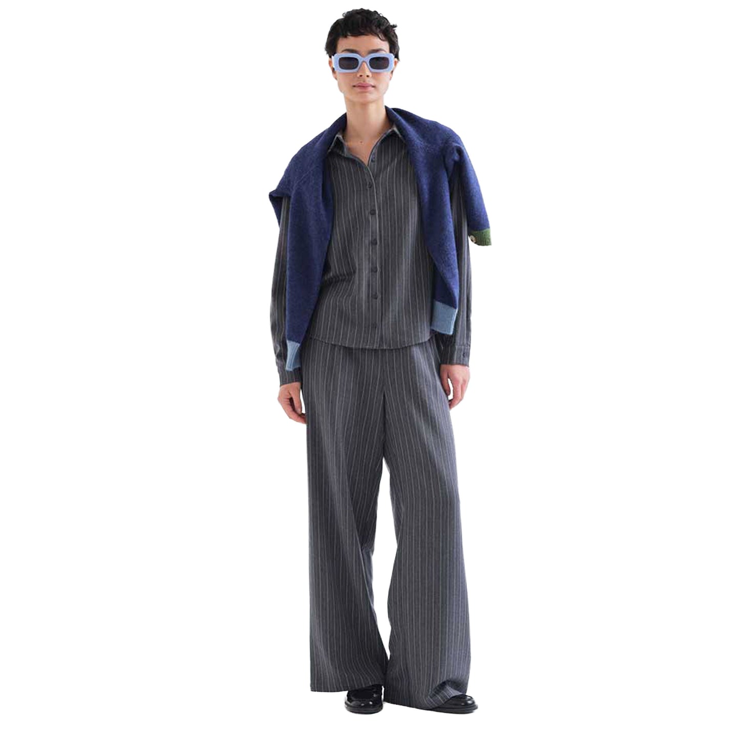 COMPAÑÍA FANTÁSTICA Camicia a righe sottili grigie