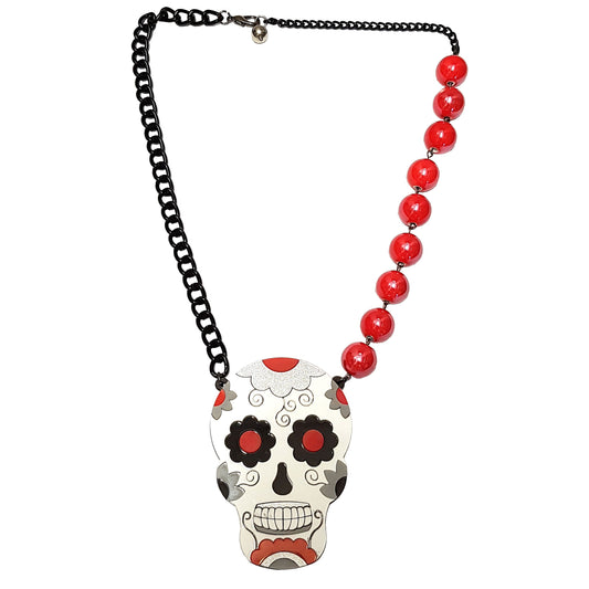 ARKY FLY Collana Skull messicano bianco e rosso