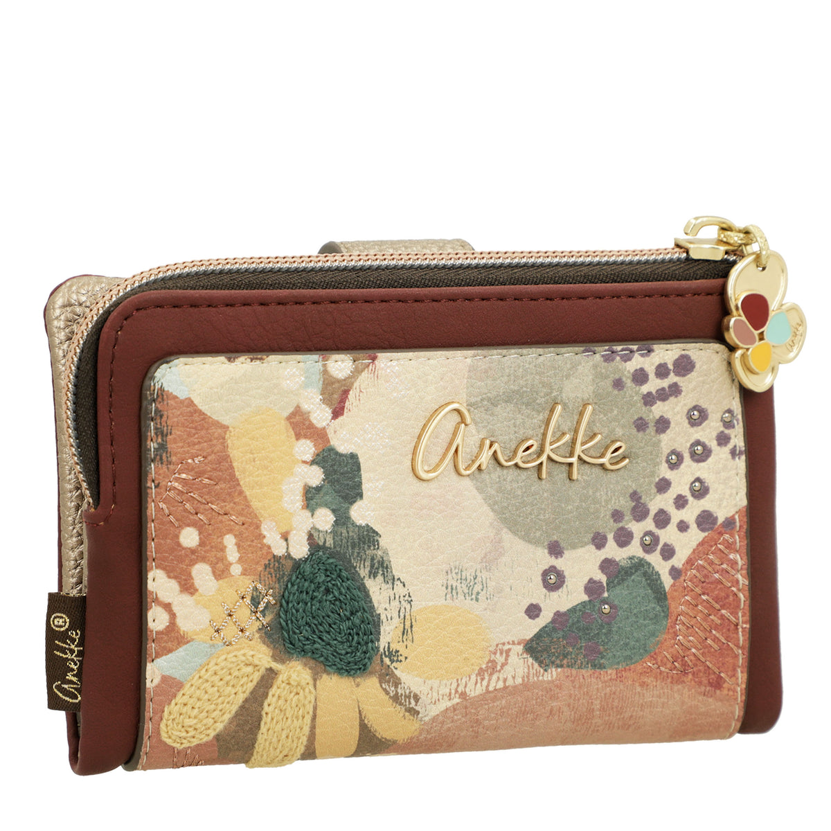 ANEKKE Portafoglio Medio Flessibile RFID Blossom