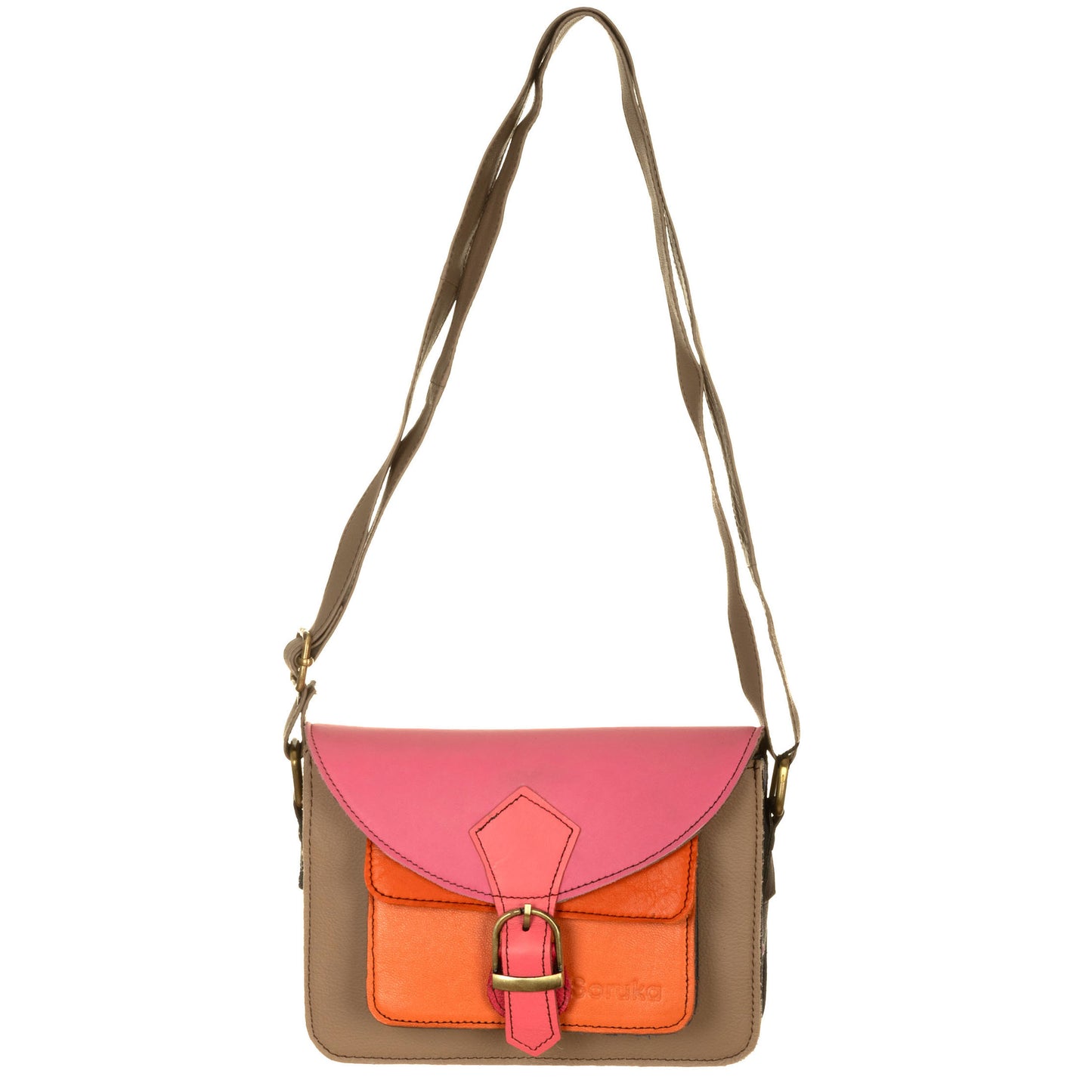 Borsa Leyna liscia basic Tortora Rosa e Rosso