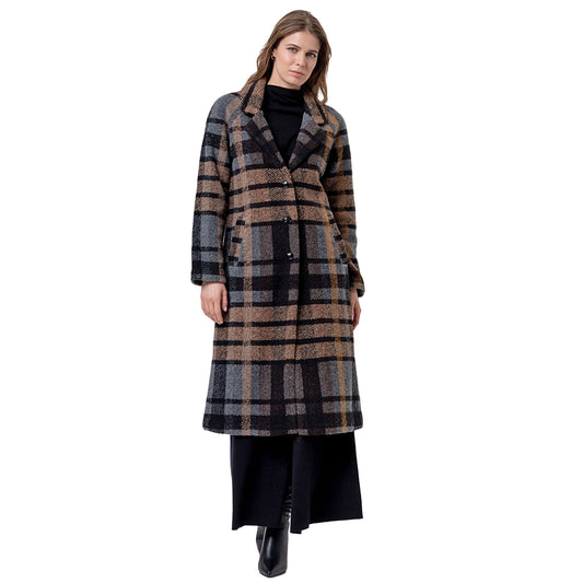 SURKANA Cappotto lungo a quadri Nero