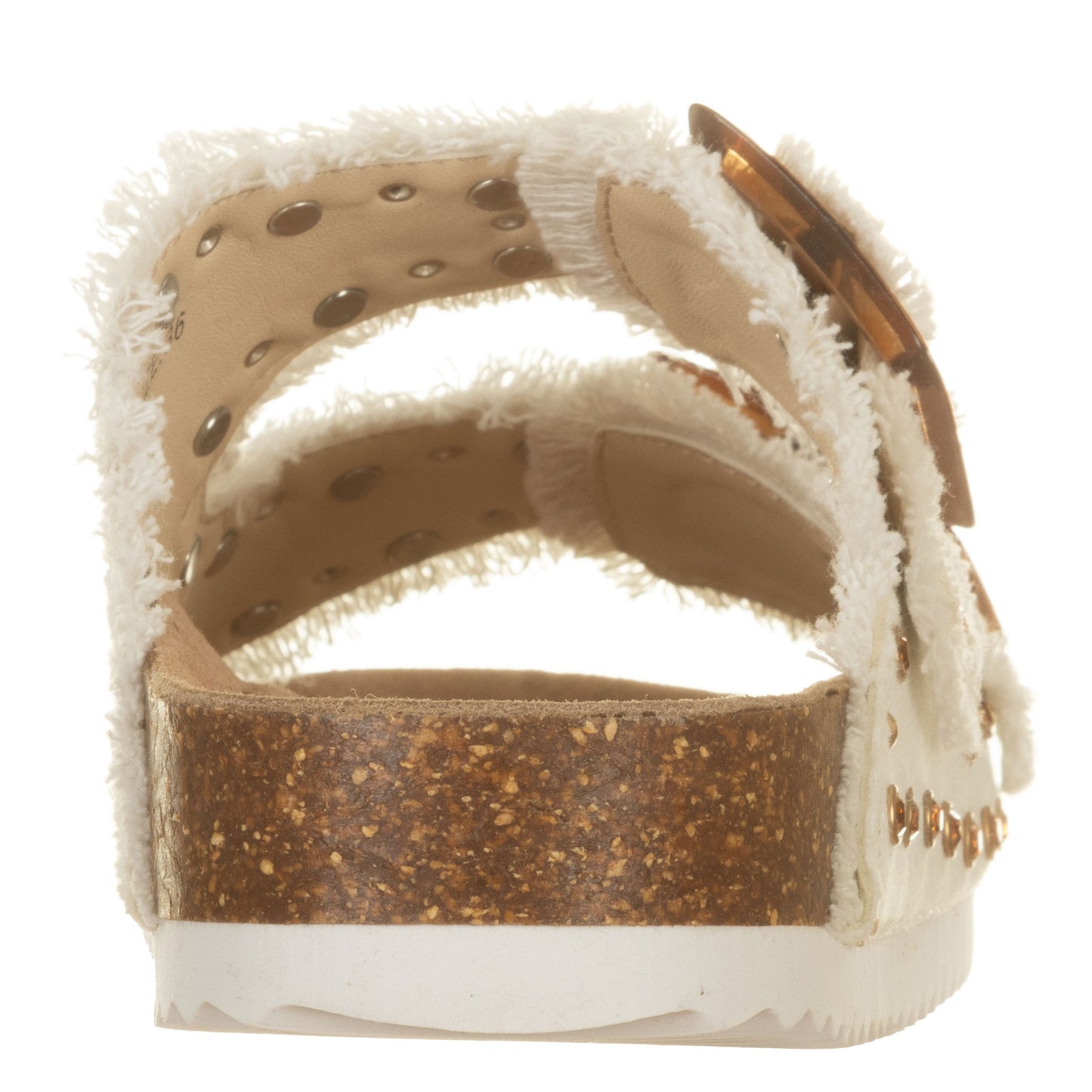 Mule denim bianco e strass