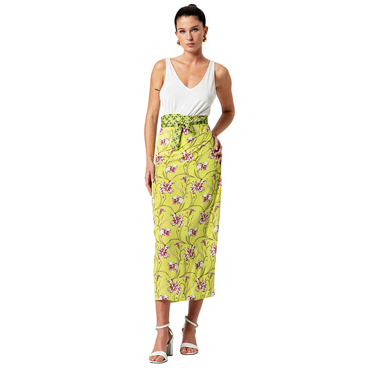 SURKANA Pareo lungo fluido Verde acido