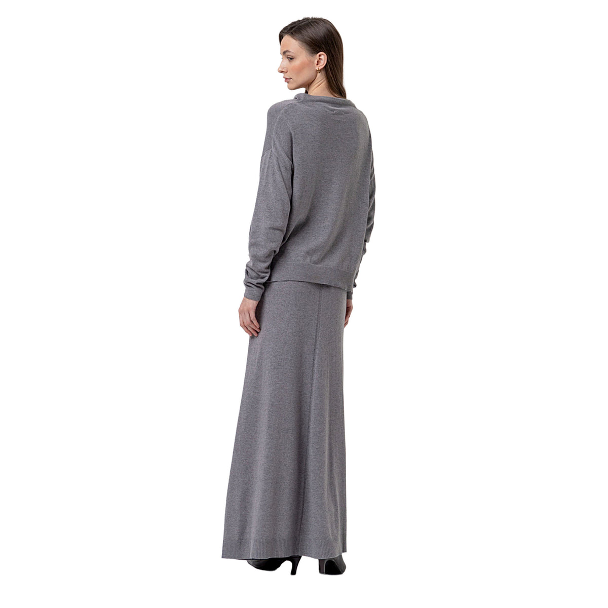 SURKANA Maglione in Maglia di Cotone Grigio Melange