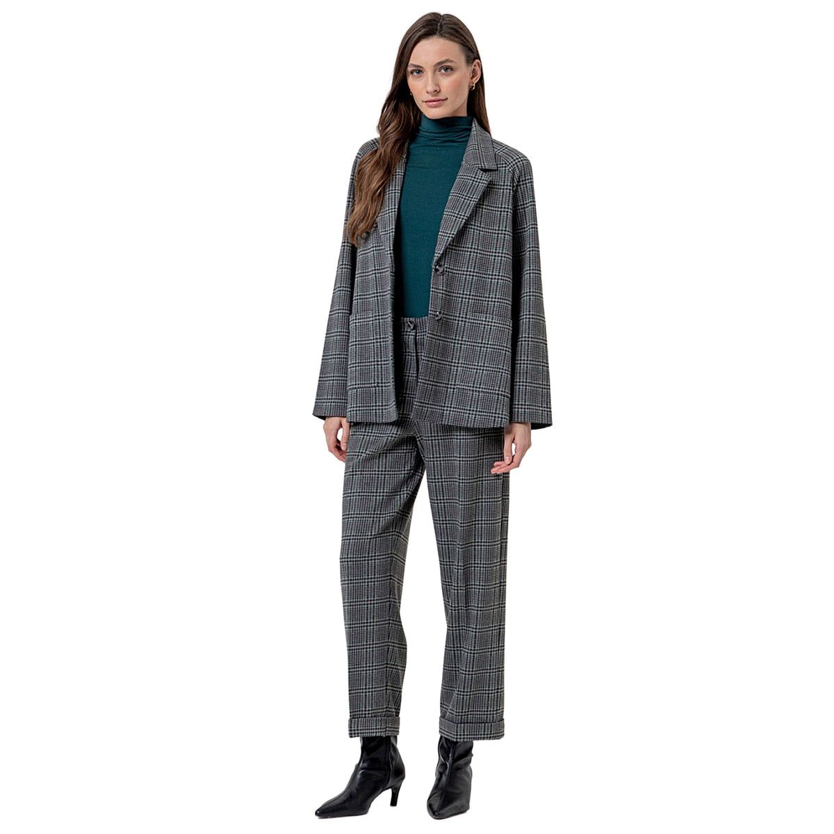 SURKANA Blazer Ampio a Quadri Grigio