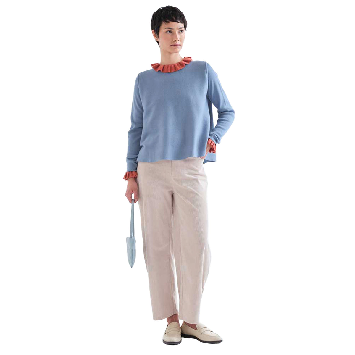COMPAÑÍA FANTÁSTICA Pantaloni in velluto a coste bianco sporcoCOMPAÑÍA FANTÁSTICA Pantaloni in velluto a coste bianco sporco