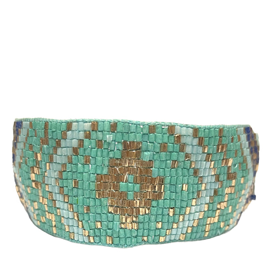 SURKANA Bracciali alti perline giapponesi celesti