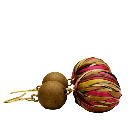 SURKANA Orecchini sfere in filo fuxia/verde