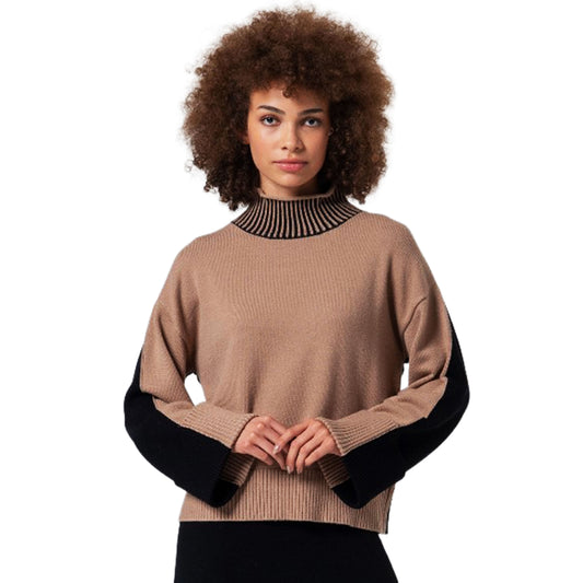 SURKANA - Maglia bicolore con collo perkins elasticizzato-SURKANA-VIALESCARPE