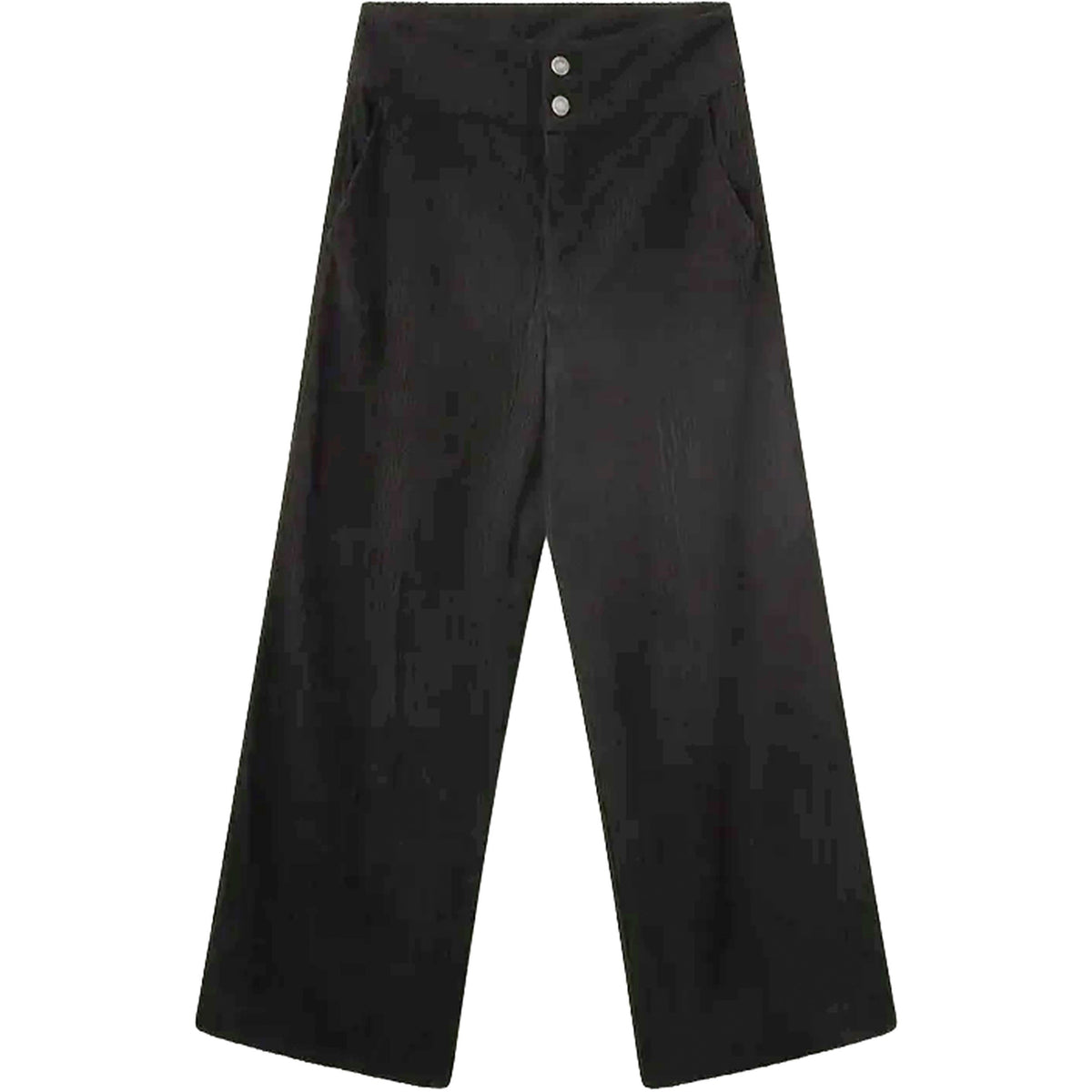 COMPAÑÍA FANTÁSTICA Pantaloni neri in velluto a coste con doppio bottone