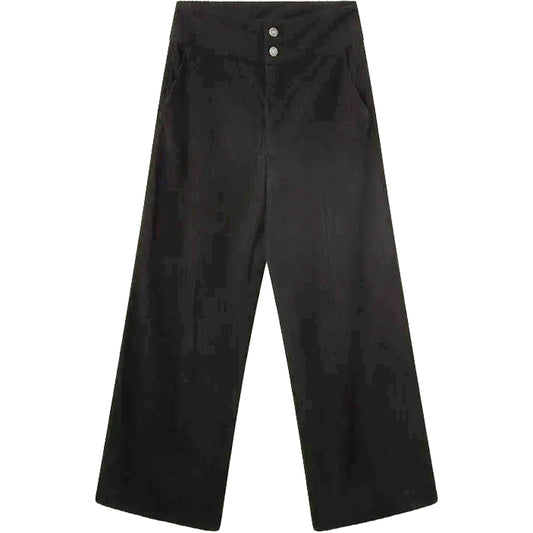 COMPAÑÍA FANTÁSTICA Pantaloni neri in velluto a coste con doppio bottone