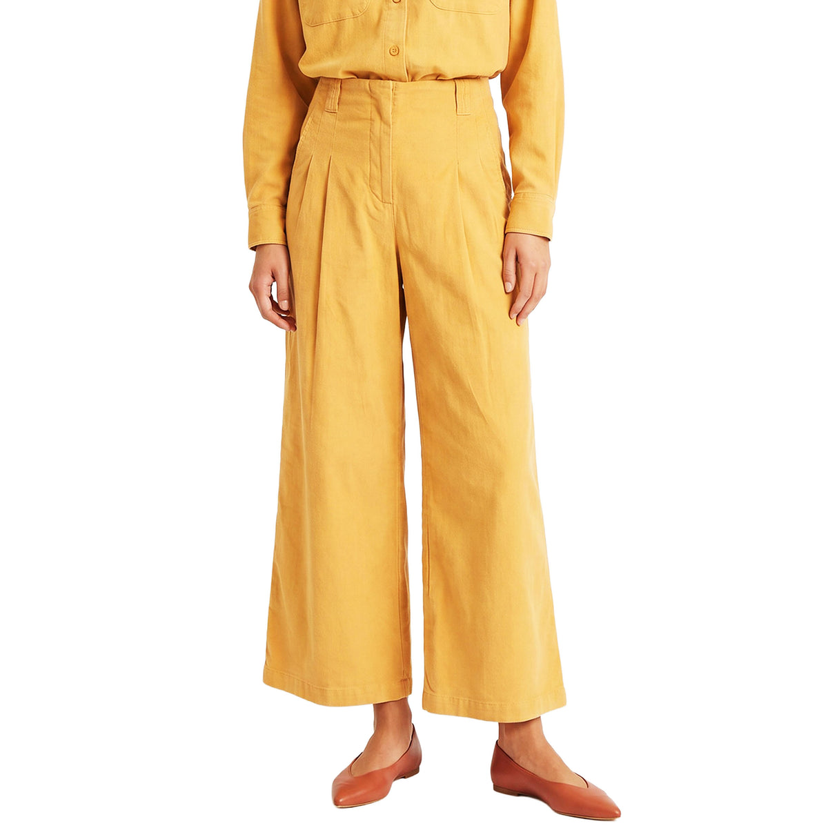 PEPALOVES Pantalone di velluto a coste fine giallo