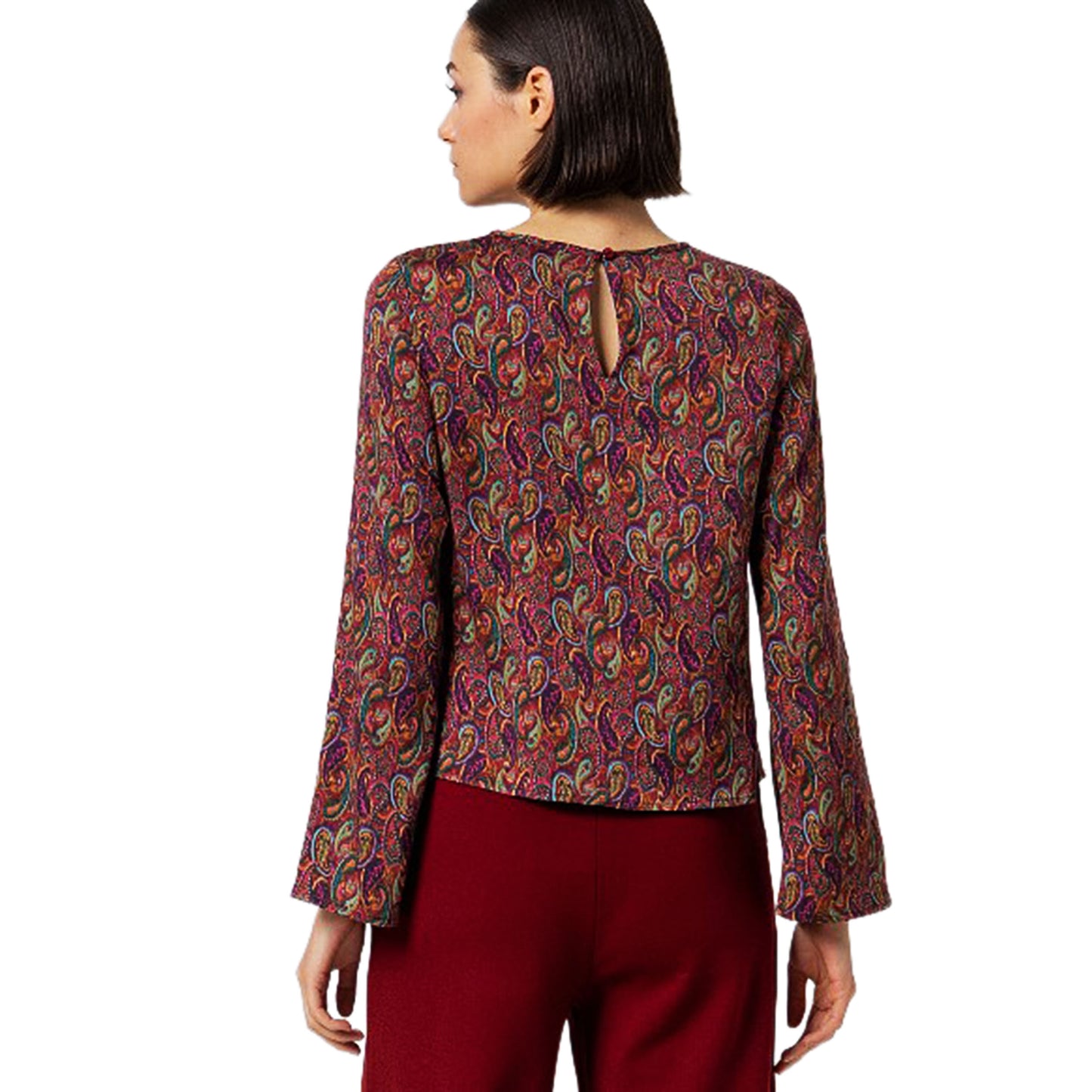 SURKANA - Blusa corta, fluida stampa paisley, con maniche svasate-SURKANA-VIALESCARPE