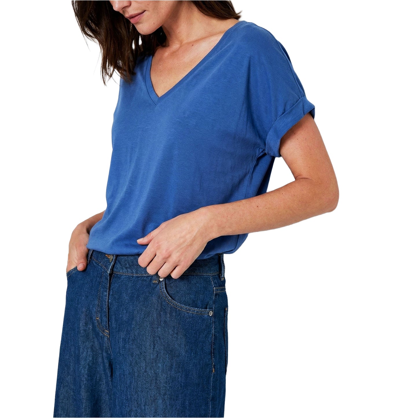 SURKANA T-shirt con collo a V Azzurro