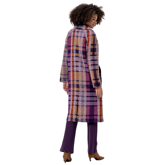 SURKANA Cappotto lungo a quadri Viola e Cammello