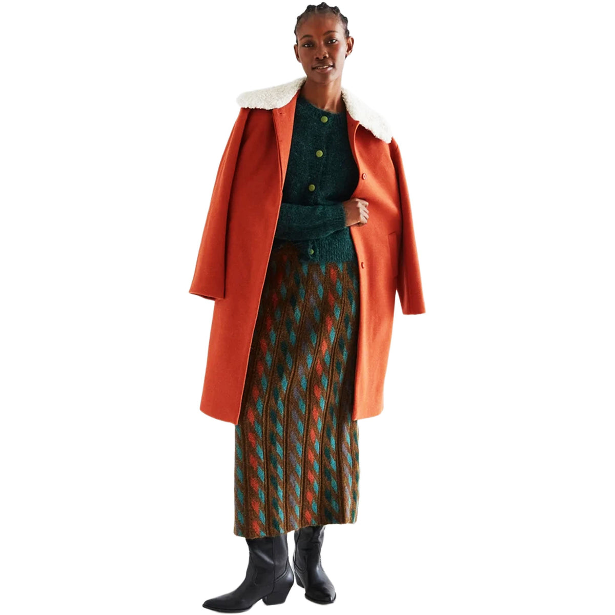 COMPAÑÍA FANTÁSTICA Cardigan verde scuro con bottoni a contrasto