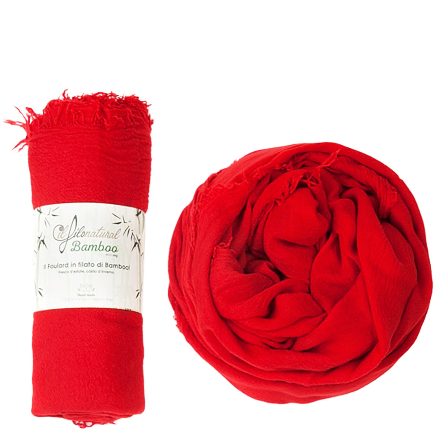 Il Foulard in Filato di Bamboo EcoVeg Tinto a Freddo Fragola-IL PONCHETTO-VIALESCARPE