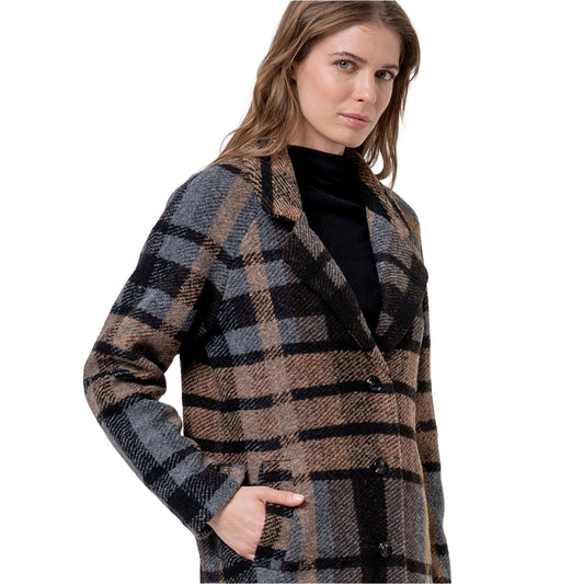 SURKANA Cappotto lungo a quadri Nero