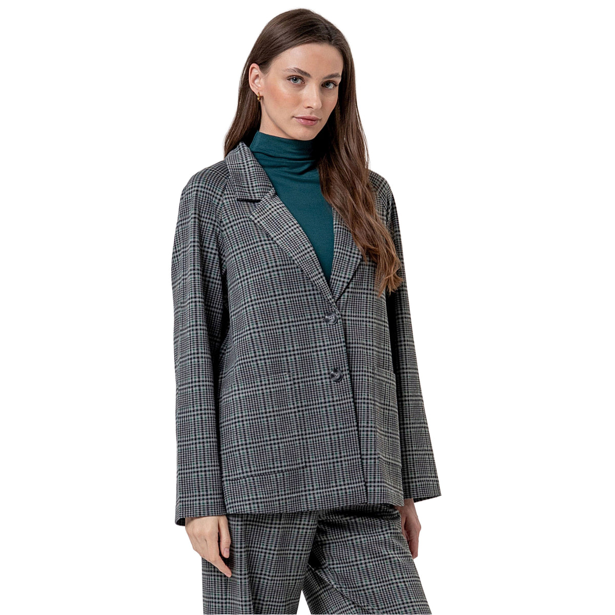 SURKANA Blazer Ampio a Quadri Grigio