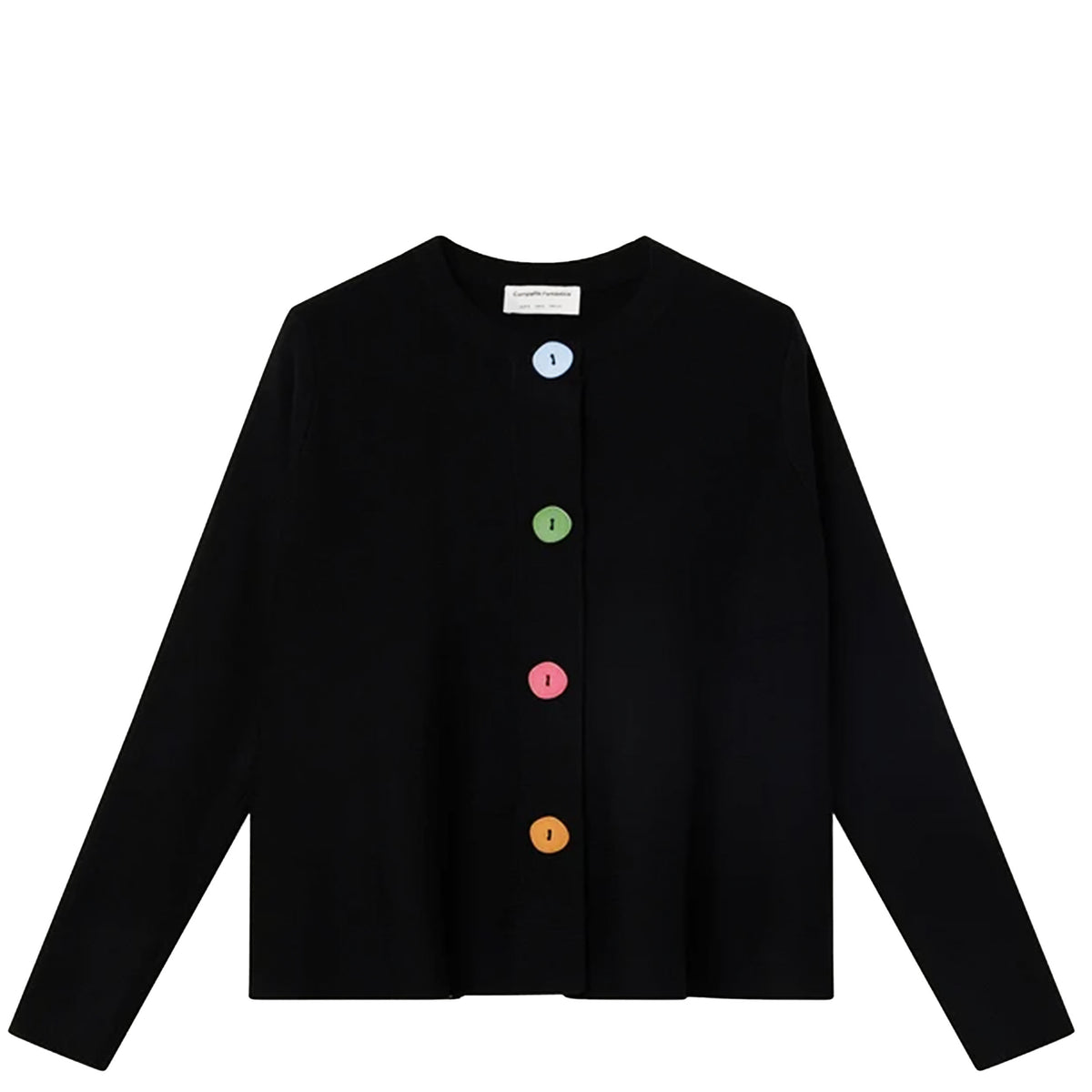 COMPAÑÍA FANTÁSTICA Cardigan nero con bottoni multicolor-Compañía Fantástica-VIALESCARPE