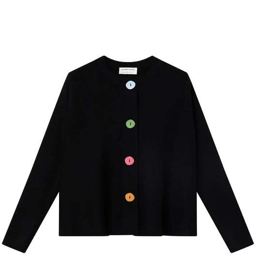 COMPAÑÍA FANTÁSTICA Cardigan nero con bottoni multicolor