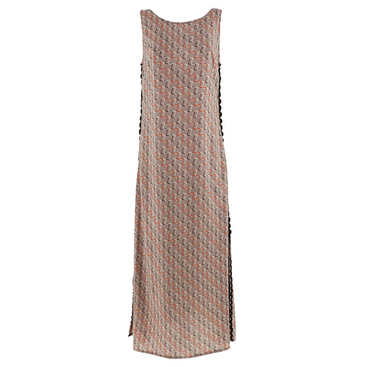 KARAKORUM Vestito lungo ONDINA beige, arancione e marrone