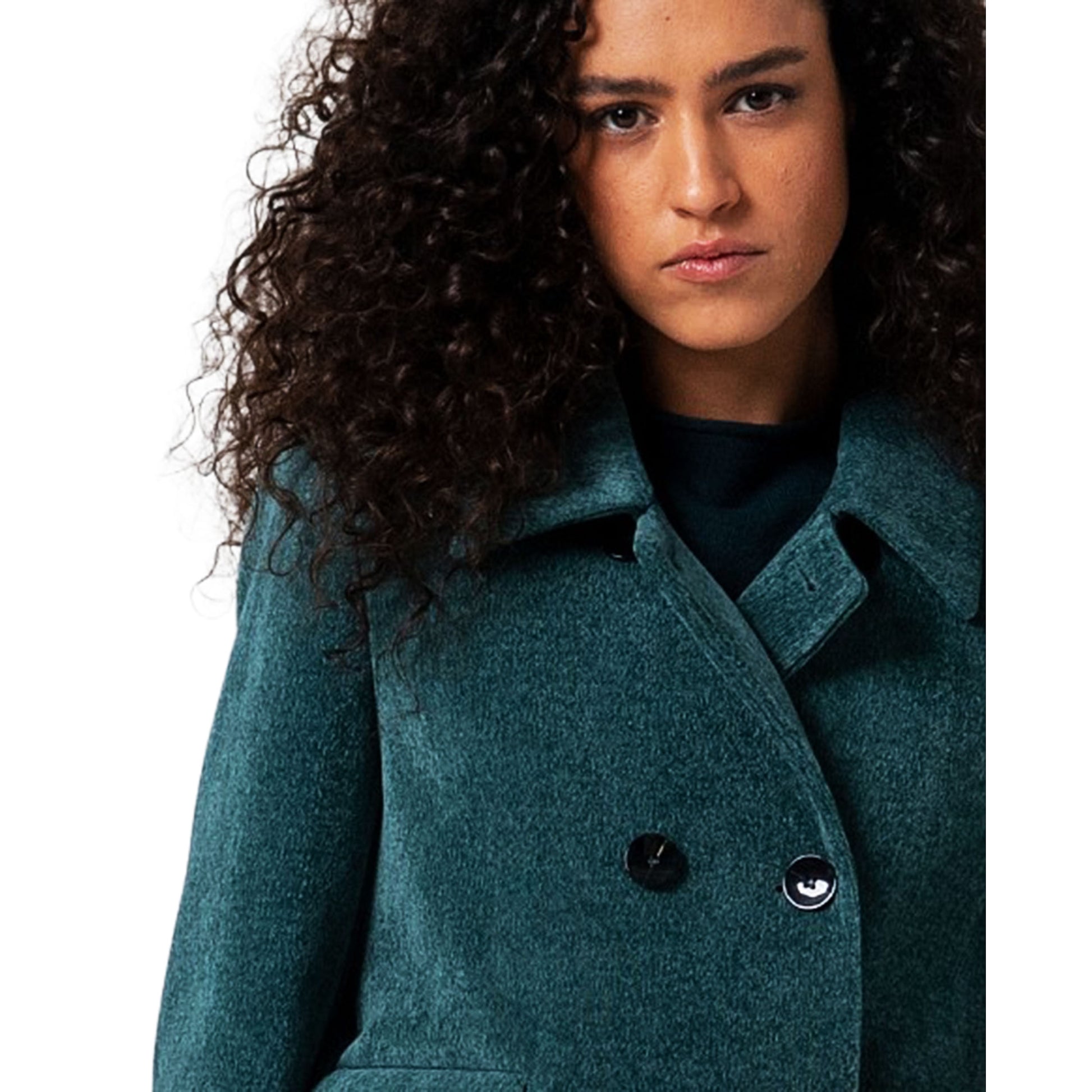 SURKANA - Giacca a doppio petto in ciniglia, con fodera stampata-SURKANA-VIALESCARPE