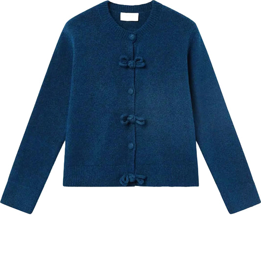 COMPAÑÍA FANTÁSTICA Cardigan blu navy con bottoni annodati