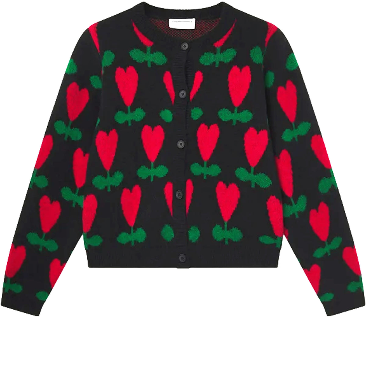 COMPAÑÍA FANTÁSTICA Cardigan nero con stampa ciclaminoCOMPAÑÍA FANTÁSTICA Cardigan nero con stampa ciclamino