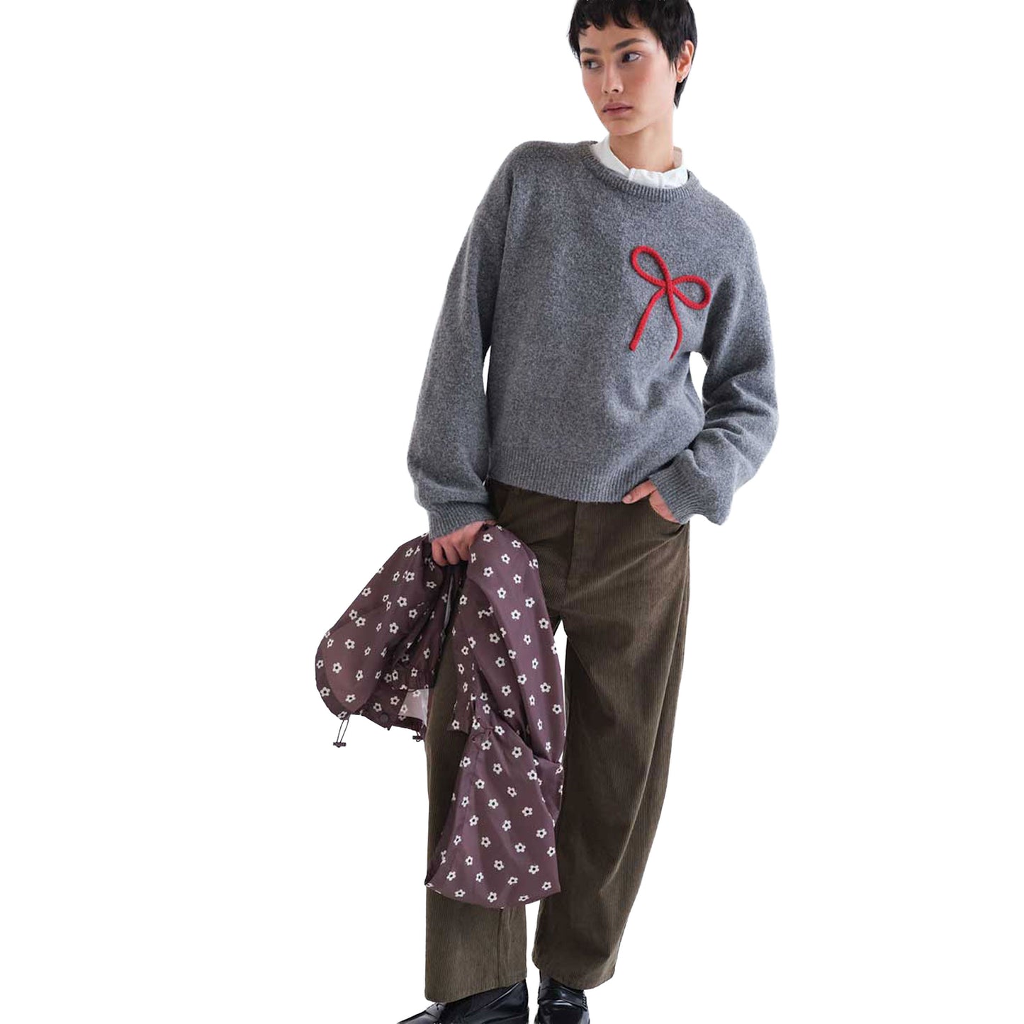 COMPAÑÍA FANTÁSTICA Pantaloni in velluto marrone scuro