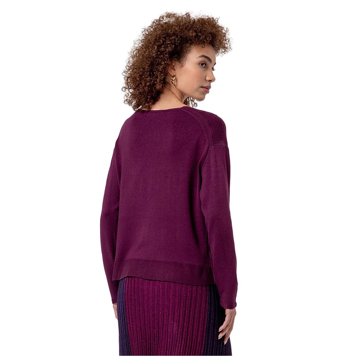 SURKANA Maglione con Scollo a V in Viscosa Cherry