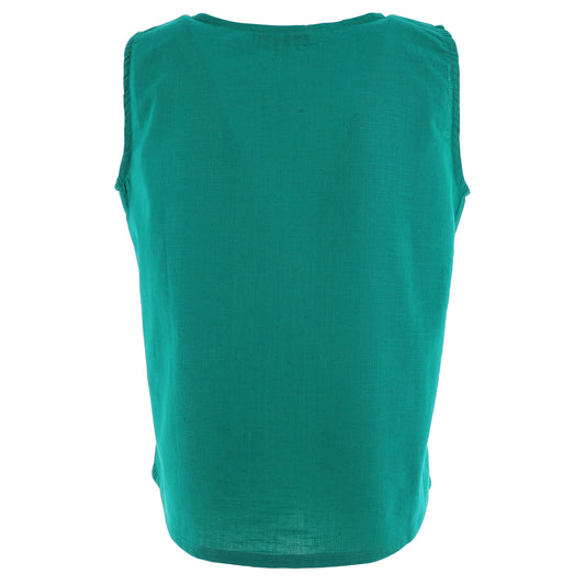Karakorum Top Ginger Verde in Puro Cotone con Spacchetti Laterali