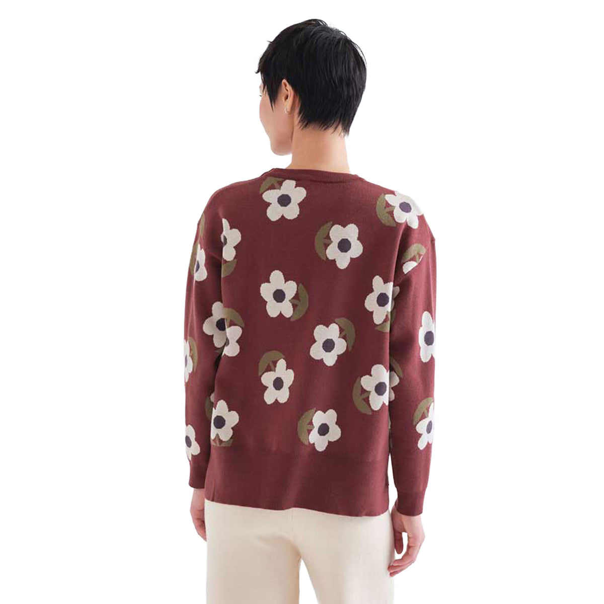 COMPAÑÍA FANTÁSTICA Maglione marrone con stampa floreale