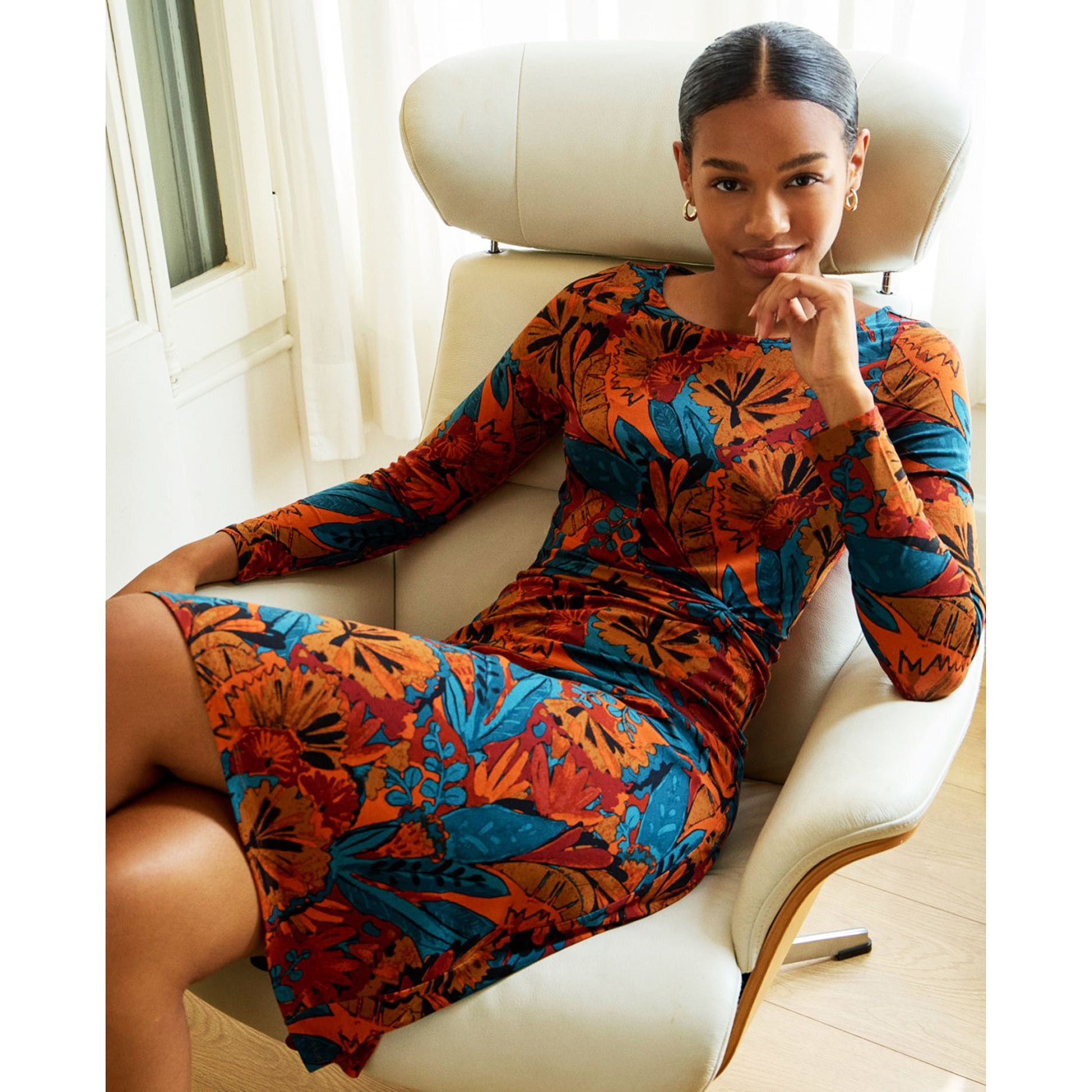 SURKANA - Vestito midi con arricciatura in vita Mattone-SURKANA-VIALESCARPE