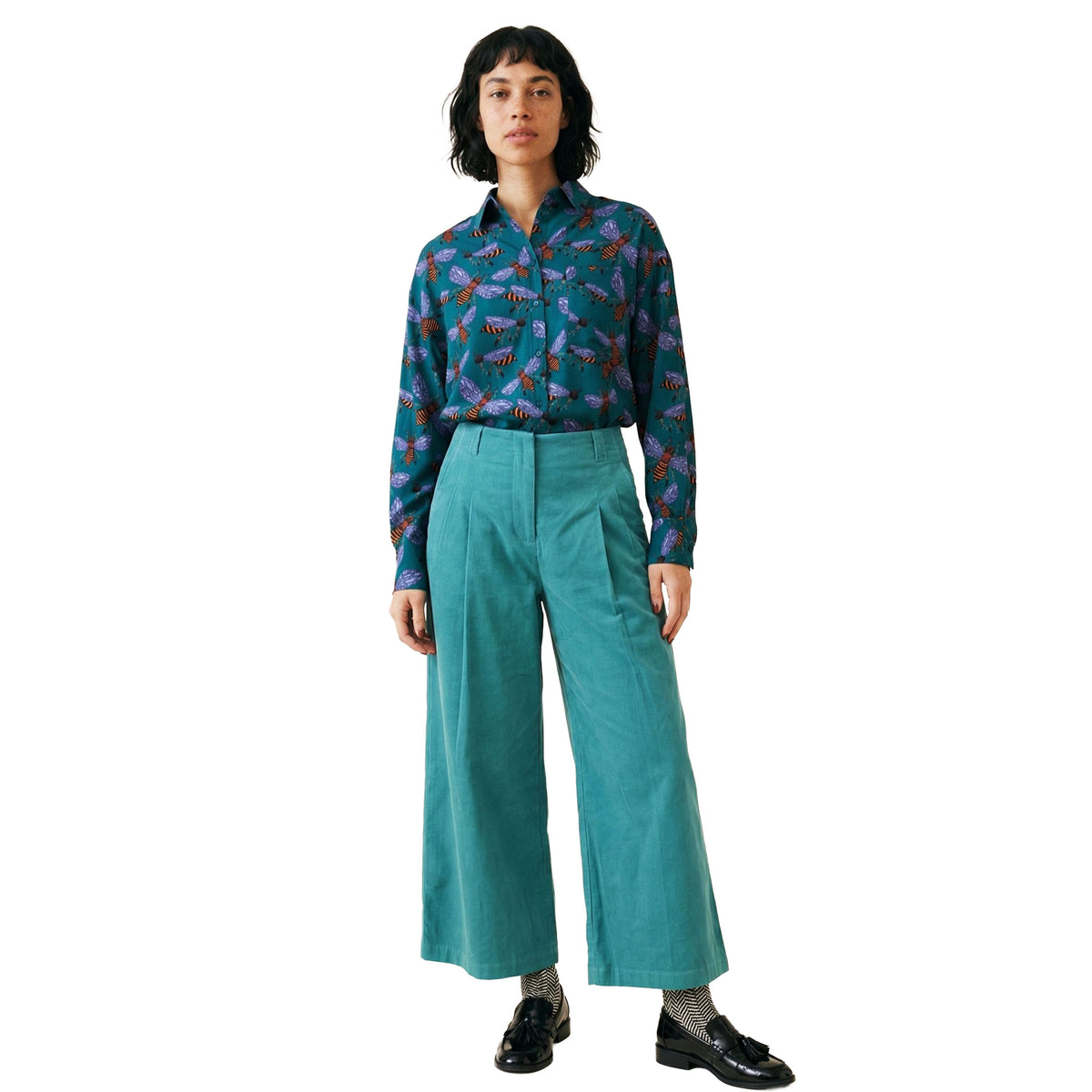 PEPALOVES Pantalone di velluto a coste fine verde