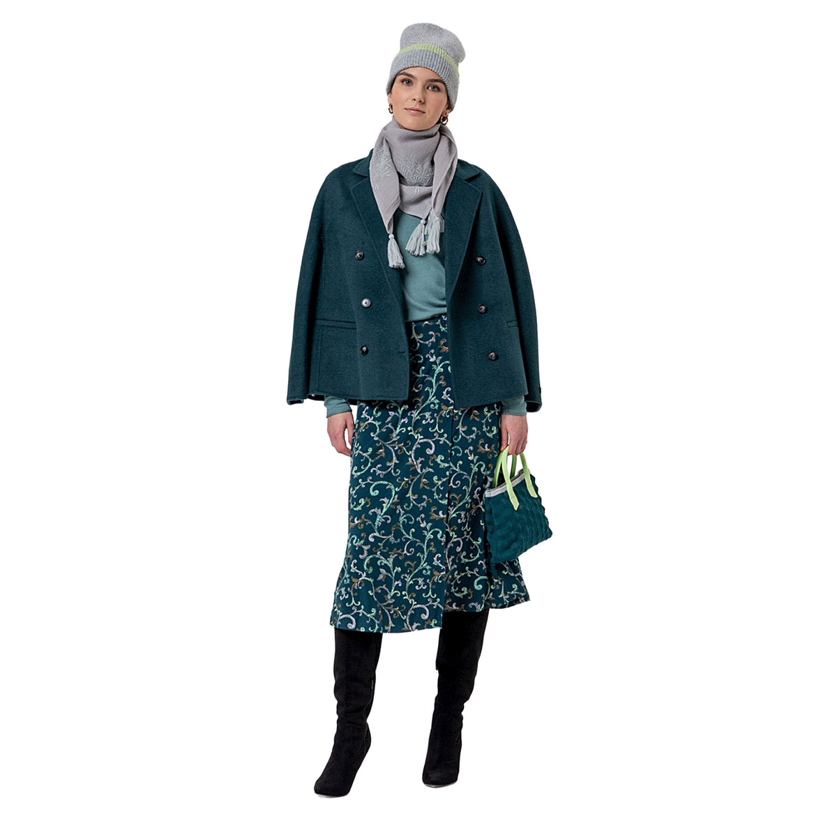 SURKANA Maglione Lupetto in Maglia Fine Verde Polvere