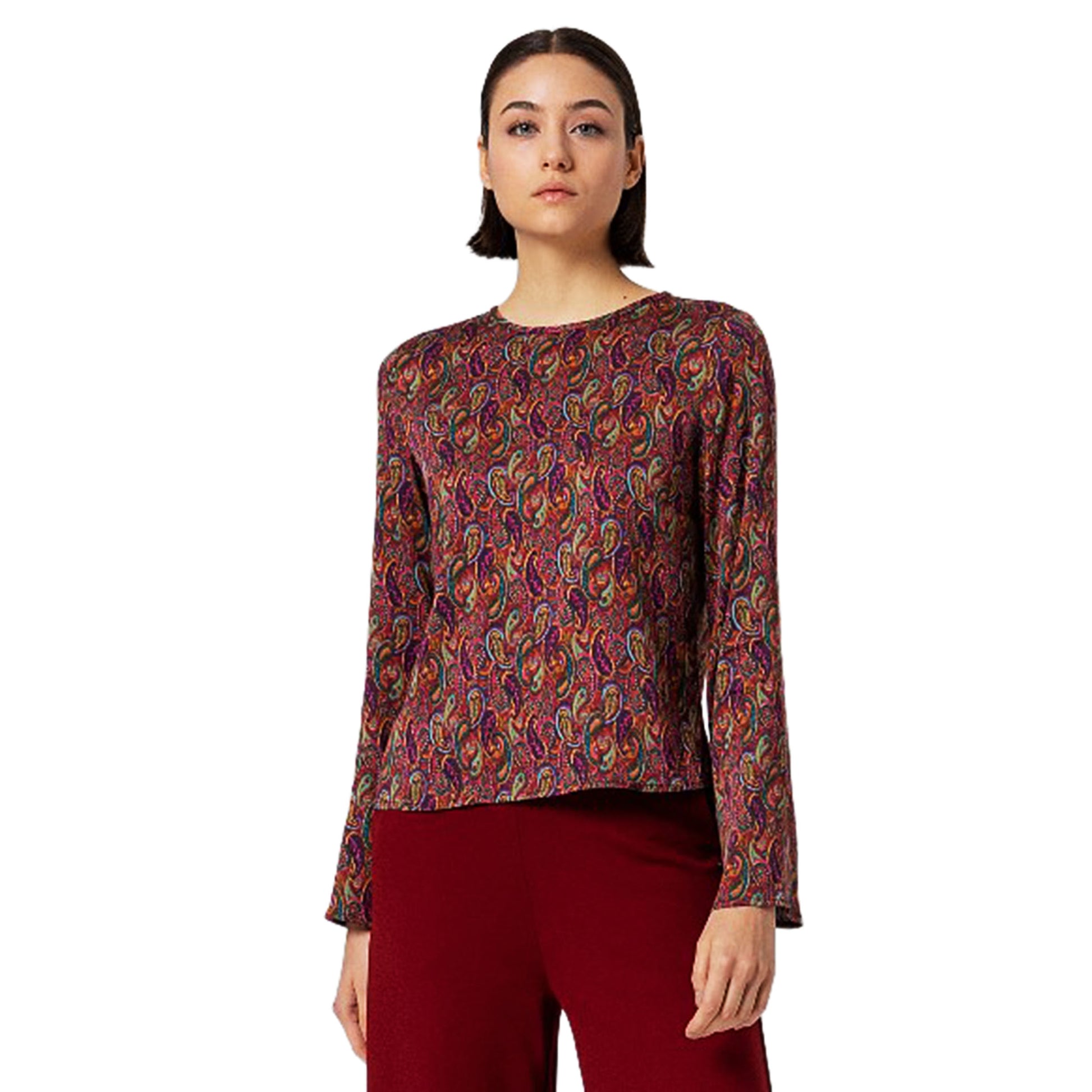 SURKANA - Blusa corta, fluida stampa paisley, con maniche svasate-SURKANA-VIALESCARPE