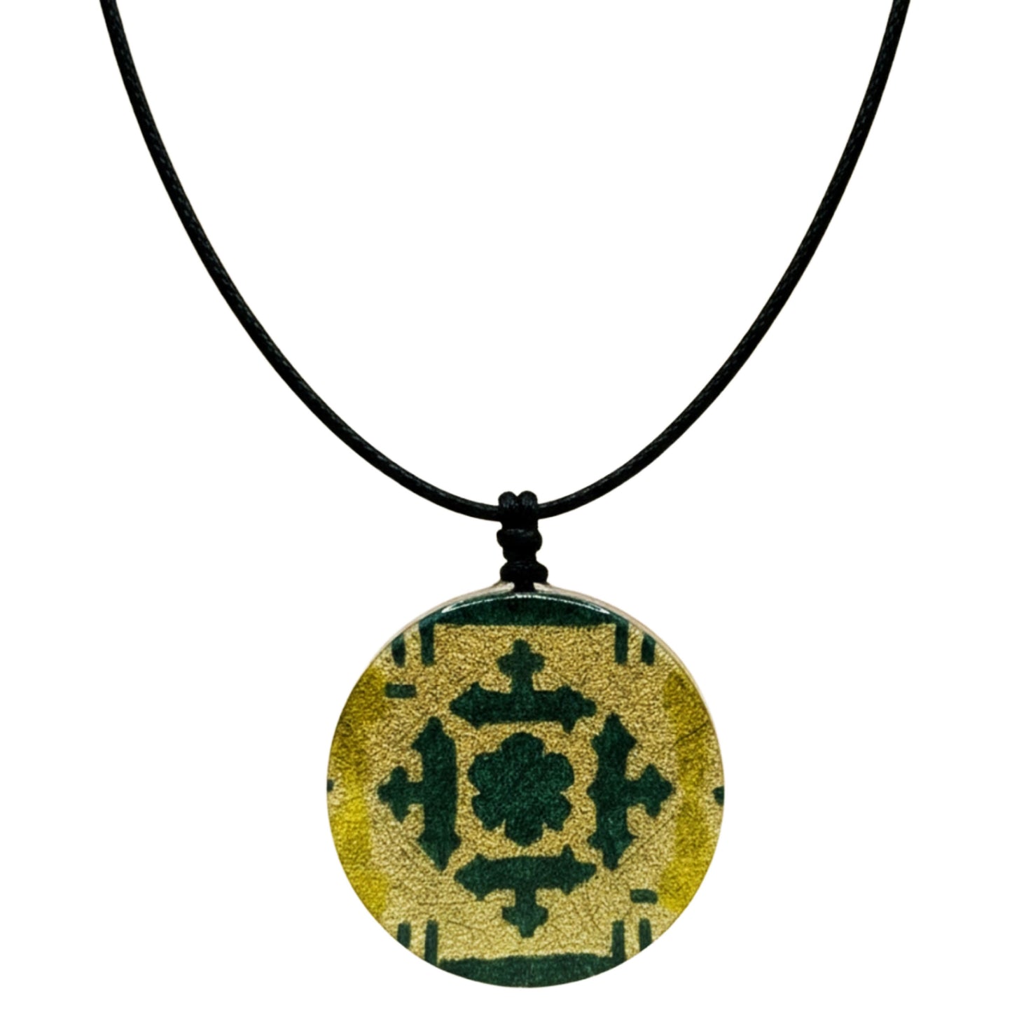SURKANA Collana con medaglione mandala verde crudo
