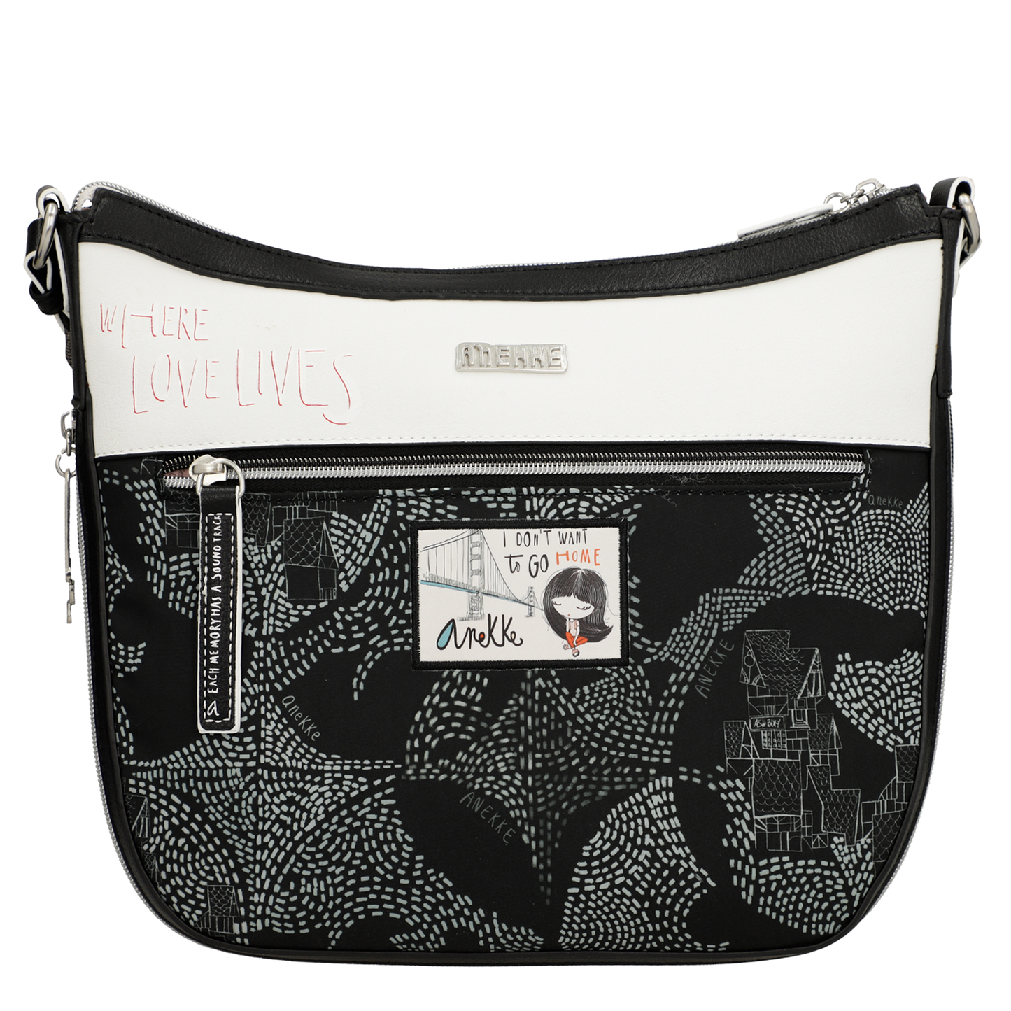 Borsa a Tracolla grande - Nature Sixties Black White